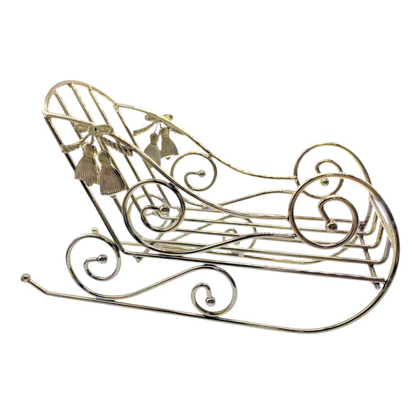 Christmas Sleigh Brass Metal Table Mantle Ornament Decor Vintage Victorian - Picture 1 of 7
